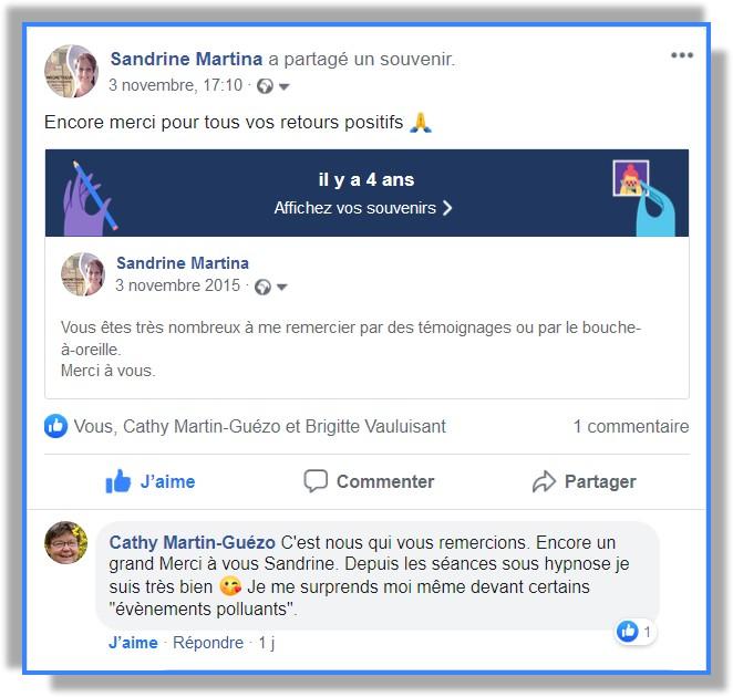 Témoignage hypnose avec Sandrine MARTINA