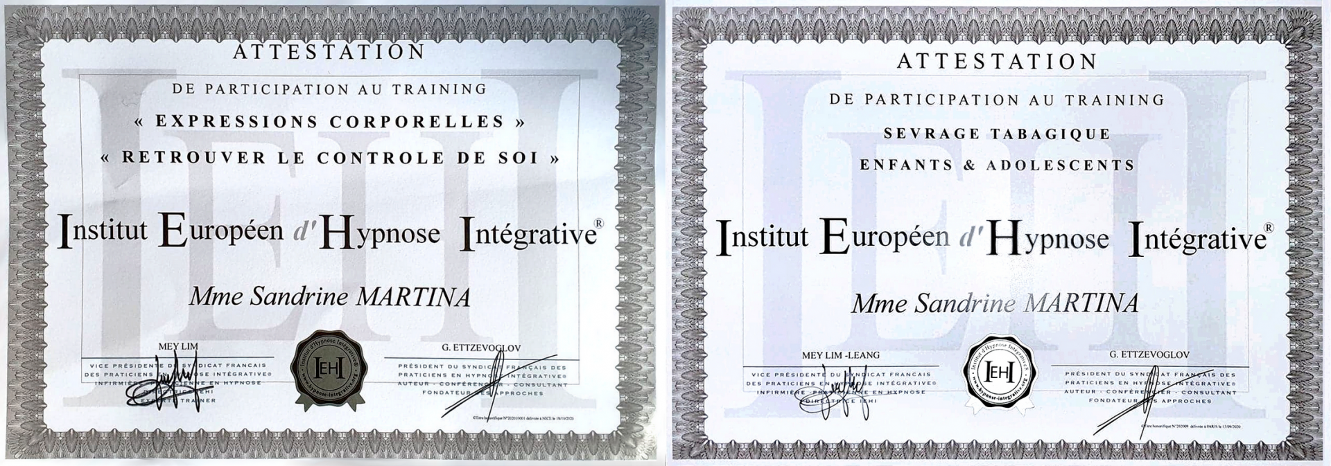 Certification attestation specialisation expressions corporelles retrouver le controle de soi enfants ados sevrage tabagique