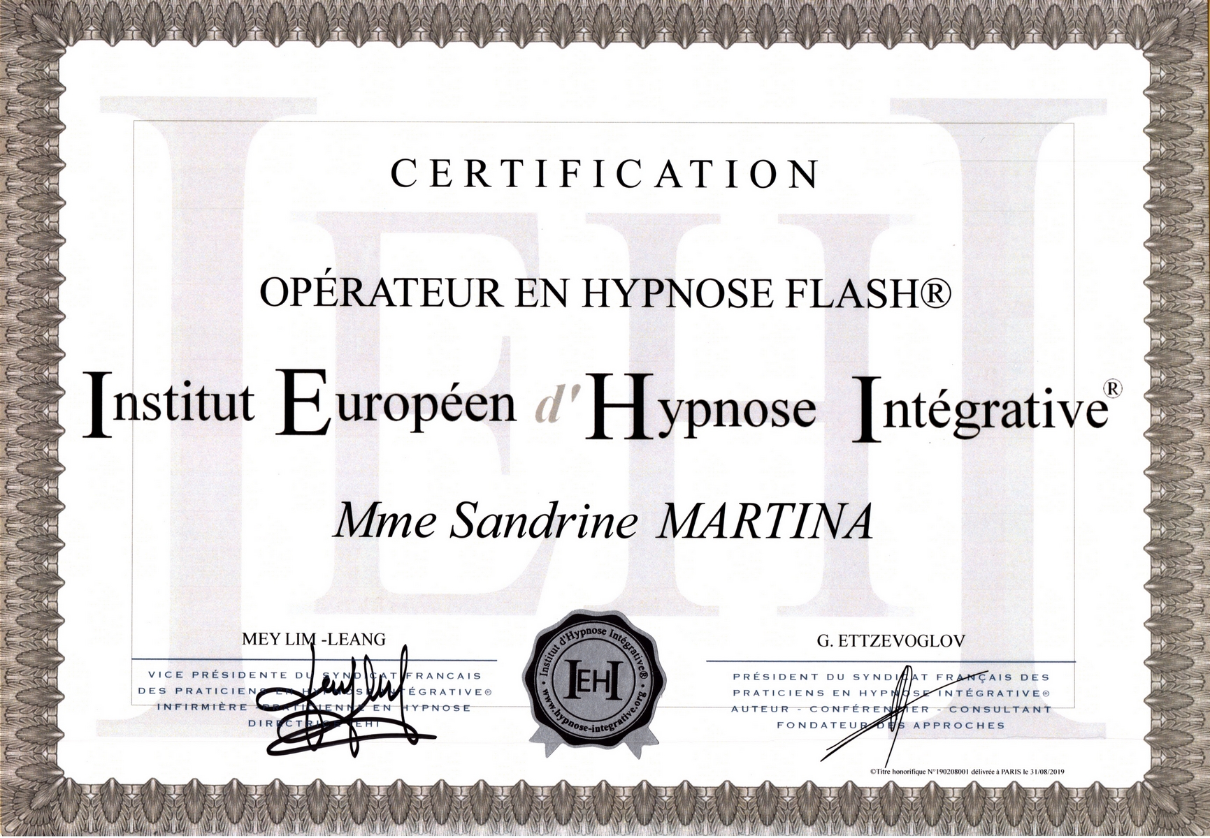 Certificat hypnose flash®