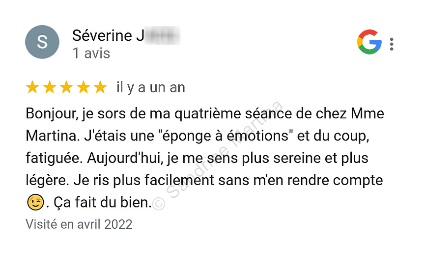 Google avis hypnose guingamp avec sandrine martina avril 2022