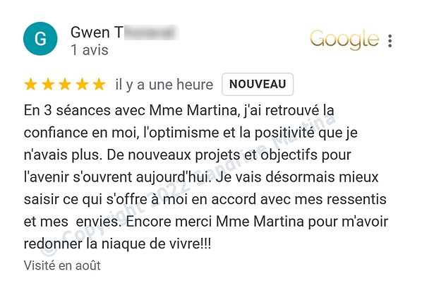 Avis hypnose sandrine martina Google gwen t aout 2022